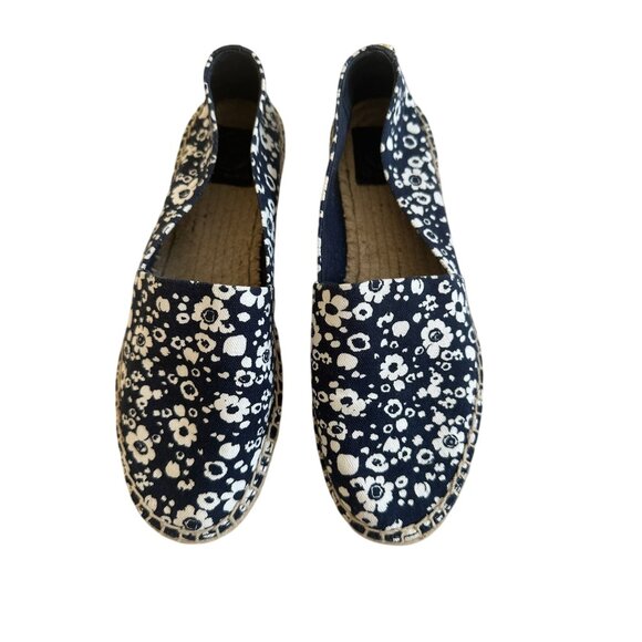 TORY BURCH Navy White Floral Espadrille Flats Size 8.5 - Picture 4 of 11